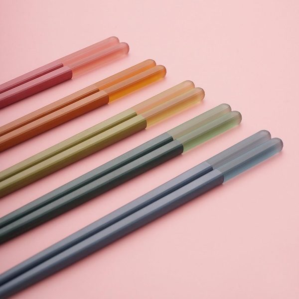 Modern Design Chopsticks   Reusable, Dishwasher Safe, Non Slip Fiberglass, Ice Fog Multi Color, 5 Pairs, 9 5in/24cm, Great for Chinese, Japanese, Korean Cuisine
